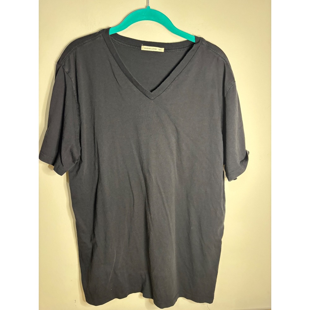 Marine Layer Black V Neck T Shirt‎ M L Supima Cotton Modal Soft Everyday Top